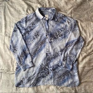 Chico’s animal print button down collared shirt